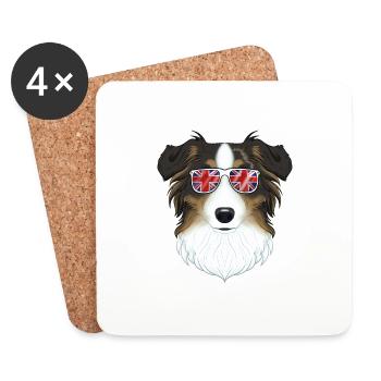 Australian Shepherd UK Sunglasses I Deutsch Flag - Coasters (set of 4) - white - Front