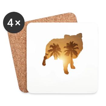 Summer beach - Pomeranians - Coasters (set of 4) - white - Front