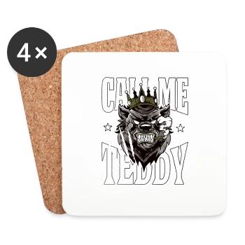 Call me teddy Bär King Geschenk - Untersetzer (4er-Set) - Weiß - Vorne