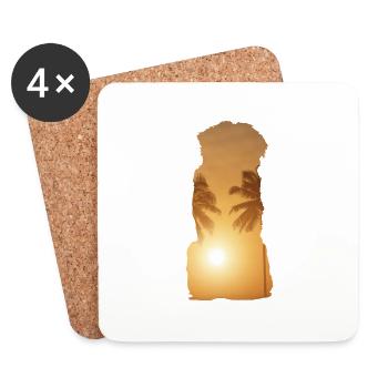Summer beach - St. Bernard - Coasters (set of 4) - white - Front