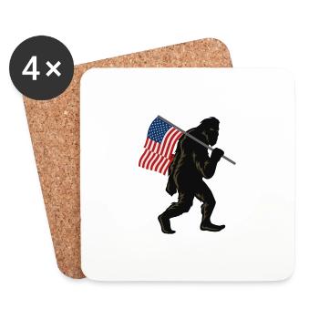 Bigfoot and American Flag - Coasters (set of 4) - white - Front