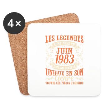 Juin 1983 Anniversaire Idée Cadeau Vintage Légende - Dessous de verre (lot de 4) - blanc - Devant