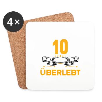 Ich habe 10 Jahre Ehe überlebt 10.Hochzeitstag - Untersetzer (4er-Set) - Weiß - Vorne