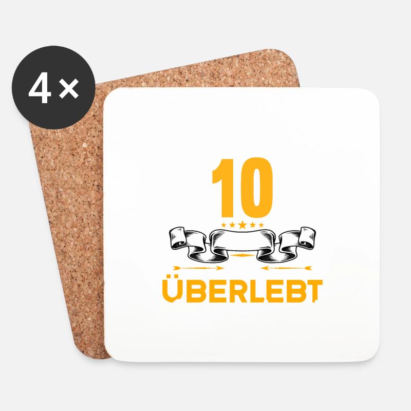 Ich habe 10 Jahre Ehe überlebt 10.Hochzeitstag - Untersetzer (4er-Set) - Weiß
