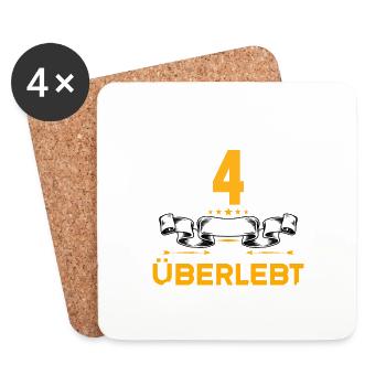 Ich habe 4 Jahre Ehe überlebt 4.Hochzeitstag - Untersetzer (4er-Set) - Weiß - Vorne