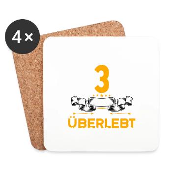 Ich habe 3 Jahre Ehe überlebt 3.Hochzeitstag - Untersetzer (4er-Set) - Weiß - Vorne