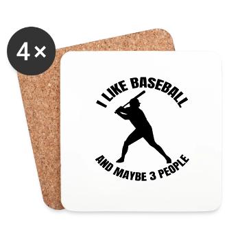 Cadeau de baseball Amateur de baseball Jeu de baseball - Dessous de verre (lot de 4) - blanc - Devant