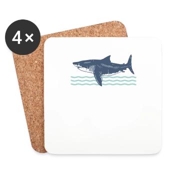 Frau Hai Meer Monster Unterwasser - Untersetzer (4er-Set) - Weiß - Vorne