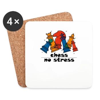 Schach ohne Stress Schachfiguren Entspannung - Untersetzer (4er-Set) - Weiß - Vorne