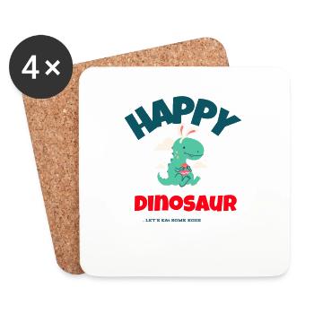 Happy Dinosaur - Untersetzer (4er-Set) - Weiß - Vorne