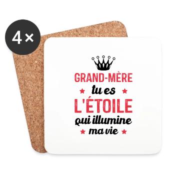 Grand-mère tu es l'étoile qui illumine ma vie - Dessous de verre (lot de 4) - blanc - Devant