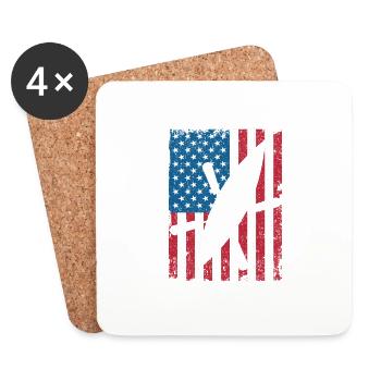 Kajak USA Flagge Lustige Amerikanische Kanu Kajak - Untersetzer (4er-Set) - Weiß - Vorne