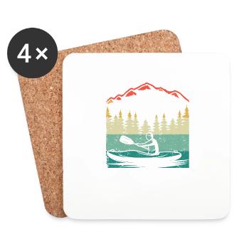 Kajak Vintage Fluss Kajakfahren Reise Kajak Boot - Untersetzer (4er-Set) - Weiß - Vorne