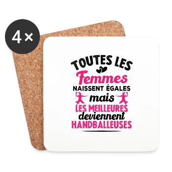 Les meilleures femmes deviennent handballeuses - Dessous de verre (lot de 4) - blanc - Devant