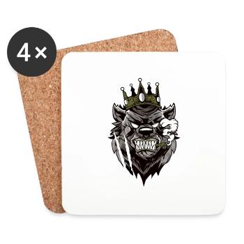 Bear King, Bären König Geschenk - Untersetzer (4er-Set) - Weiß - Vorne