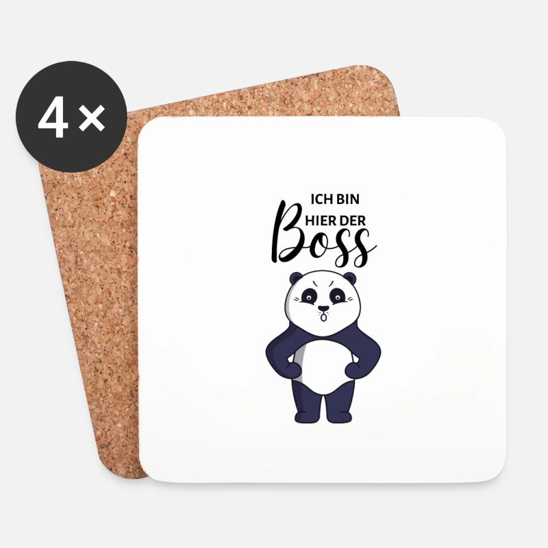 Ich Bin Der Chef Hier Bär Business Panda Lachen - Untersetzer (4er-Set) - Weiß
