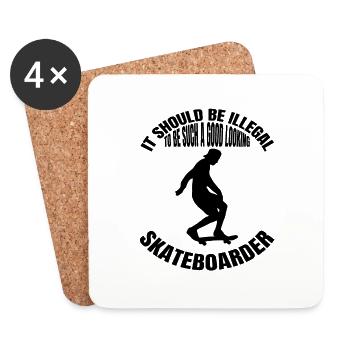 Skateboard Sakten Longboard Skater Skateboarding - Dessous de verre (lot de 4) - blanc - Devant