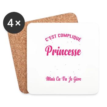 Princesse 52 Ans Idée Cadeau Anniversaire Amour - Dessous de verre (lot de 4) - blanc - Devant