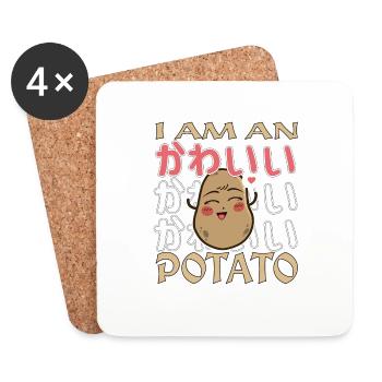 I Am Kawaii Potato Funny Anime Potato - Coasters (set of 4) - white - Front