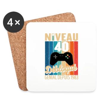 40 Ans 1983 Anniversaire Cadeau Citation Gamer - Dessous de verre (lot de 4) - blanc - Devant