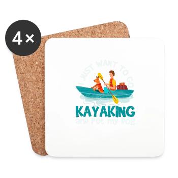 Funny kayak dogs I just want to kayak - Coasters (set of 4) - white - Front
