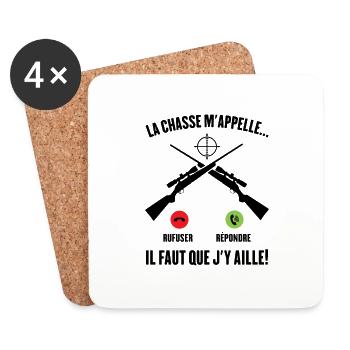 La Chasse m'appelle faut que j'y aille ! - Dessous de verre (lot de 4) - blanc - Devant