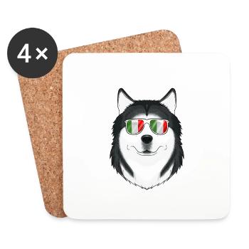 Husky Italy Sunglasses I Italian Flag - Untersetzer (4er-Set) - Weiß - Vorne