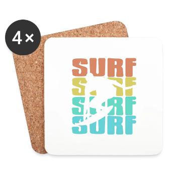 Retro Vintage Surf Surfing T-Shirt Present Gift - Untersetzer (4er-Set) - Weiß - Vorne