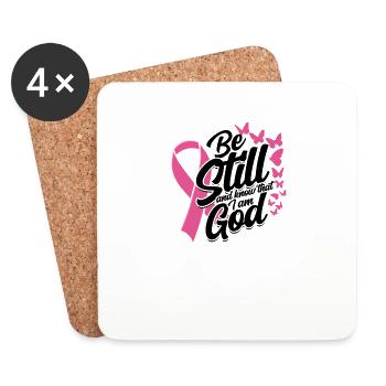 Soyez immobile et sachez que je suis dieu - ruban rose - Dessous de verre (lot de 4) - blanc - Devant