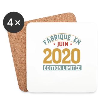 Fabriqué En Juin 2020 Anniversaire Cadeau Vintage - Dessous de verre (lot de 4) - blanc - Devant