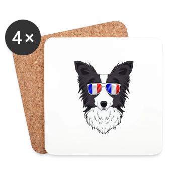 Border Collie France Sunglasses I French Flag - Untersetzer (4er-Set) - Weiß - Vorne