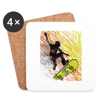 Skateboard - Untersetzer (4er-Set) - Weiß - Vorne