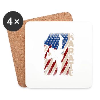 Amerikanische Flagge Karate Lustig US Kampfsport - Untersetzer (4er-Set) - Weiß - Vorne