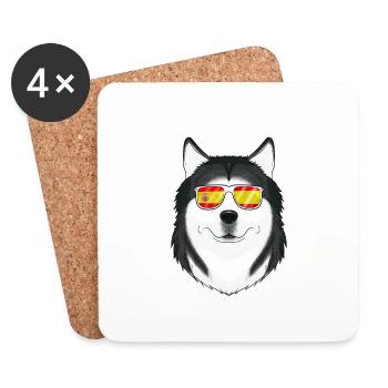 Husky I Spain Sunglasses I Spanish Flag - Untersetzer (4er-Set) - Weiß - Vorne