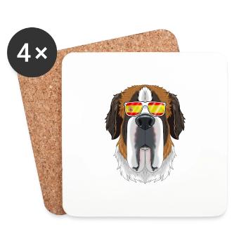 Saint Bernard I Spain Sunglasses I Spanish Flag - Untersetzer (4er-Set) - Weiß - Vorne