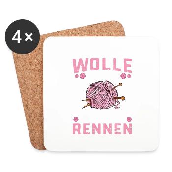 Wenn die Wolle leer ist solltest du rennen Stricke - Untersetzer (4er-Set) - Weiß - Vorne