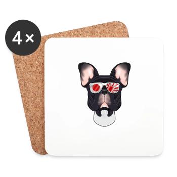French Bulldog Japan Sunglasses I Japanese Flag - Coasters (set of 4) - white - Front