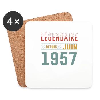 Légendaire Depuis Juin 1957 Anniversaire Cadeau - Dessous de verre (lot de 4) - blanc - Devant