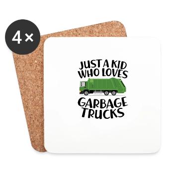 Garbage Garbage Truck Garbage Man Saying Truck Profession Garbage Truck - Coasters (set of 4) - white - Front