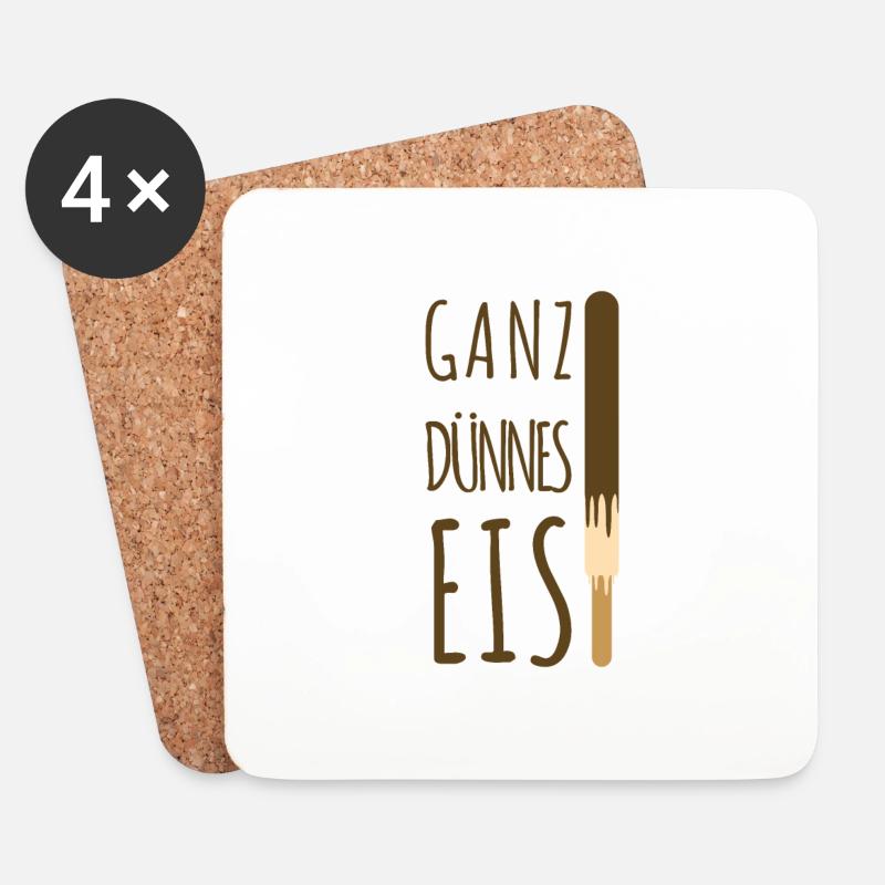 Ganz dünnes Eis - Schokoeis lustiger Sommer Spruch - Untersetzer (4er-Set) - Weiß