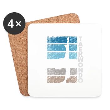 Tae Kwon Do Fighter Taekwondo Combat coréen - Dessous de verre (lot de 4) - blanc - Devant