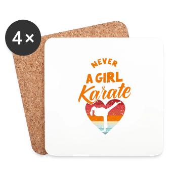 Ne sous-estimez jamais une fille qui joue au karaté - Dessous de verre (lot de 4) - blanc - Devant