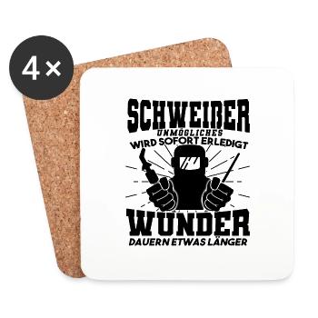 T-Shirt für Schweißer Unmögliches wird sofort - Untersetzer (4er-Set) - Weiß - Vorne