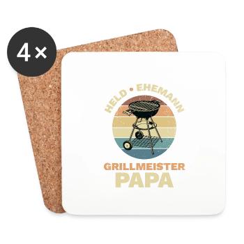 Ehemann Papa Grillmeister Held Design für alle - Untersetzer (4er-Set) - Weiß - Vorne