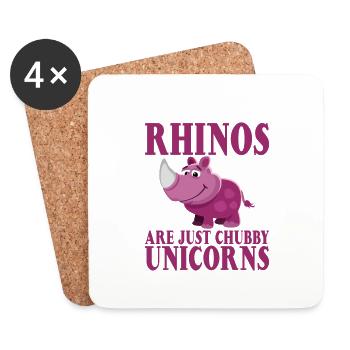 Rhinos Are Just Chubby Unicorns - Coasters (set of 4) - white - Front