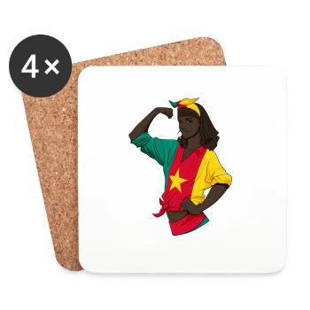 Cameroon Girl Unbreakable I Cameroon Heritage - Coasters (set of 4) - white - Front
