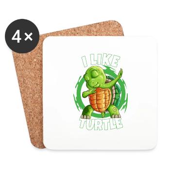 Water Lover Turtle Dabbing Fun Shirt - Coasters (set of 4) - white - Front