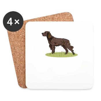 Jäger Jagd Drückjagd Deutsch Langhaar Geschenk - Untersetzer (4er-Set) - Weiß - Vorne