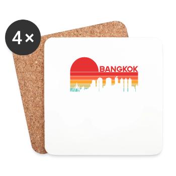 Vintage Thaïlande Vacances Asie Coucher de soleil Bangkok - Dessous de verre (lot de 4) - blanc - Devant