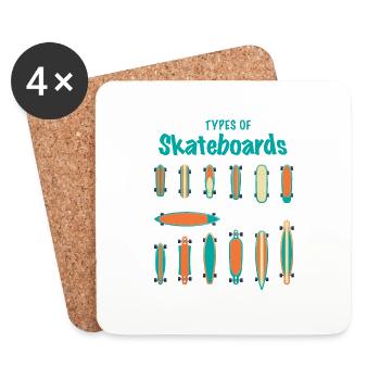 Types de skateboards Retro Vintage - Dessous de verre (lot de 4) - blanc - Devant